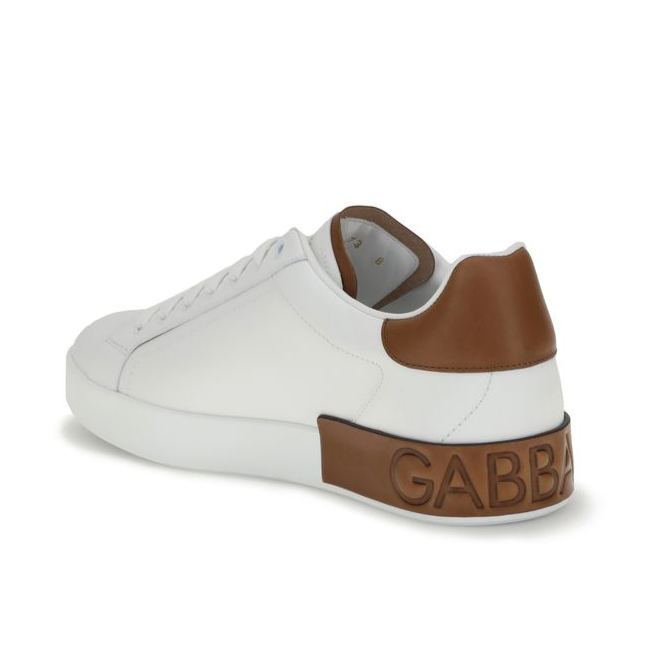 Dolce & Gabbana White & Chestnut Portofino Men's Sneakers
