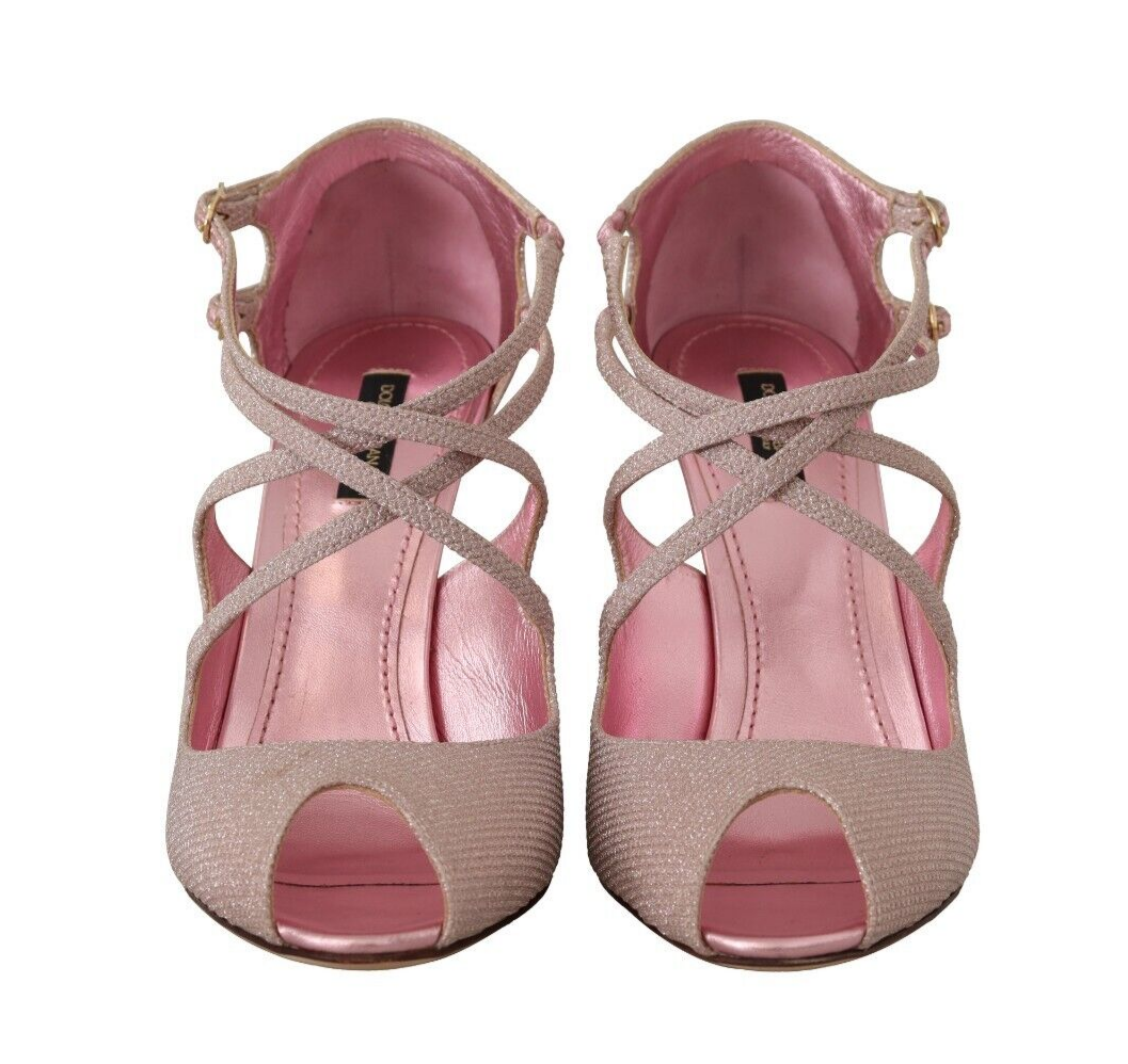 Dolce & Gabbana Pink Glitter Peep Toe High Heels
