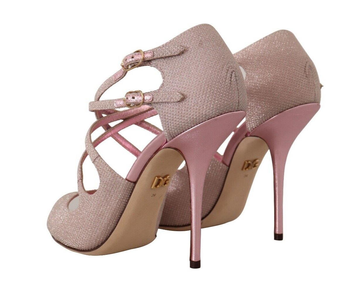 Dolce & Gabbana Pink Glitter Peep Toe High Heels