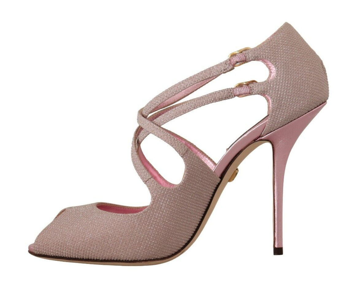 Dolce & Gabbana Pink Glitter Peep Toe High Heels