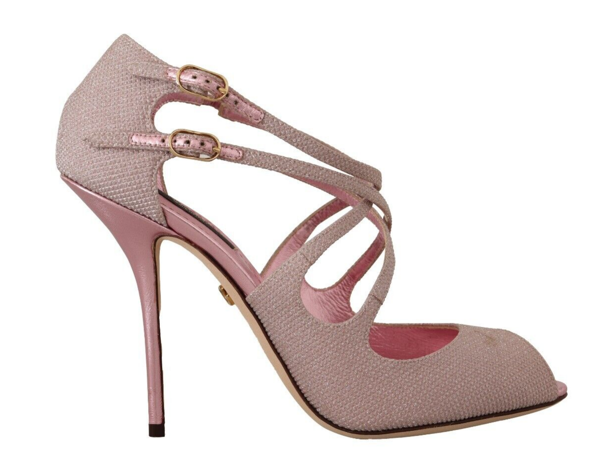 Dolce & Gabbana Pink Glitter Peep Toe High Heels