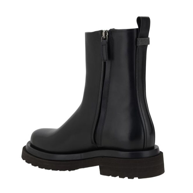 Brunello Cucinelli Black Leather Women's Boots