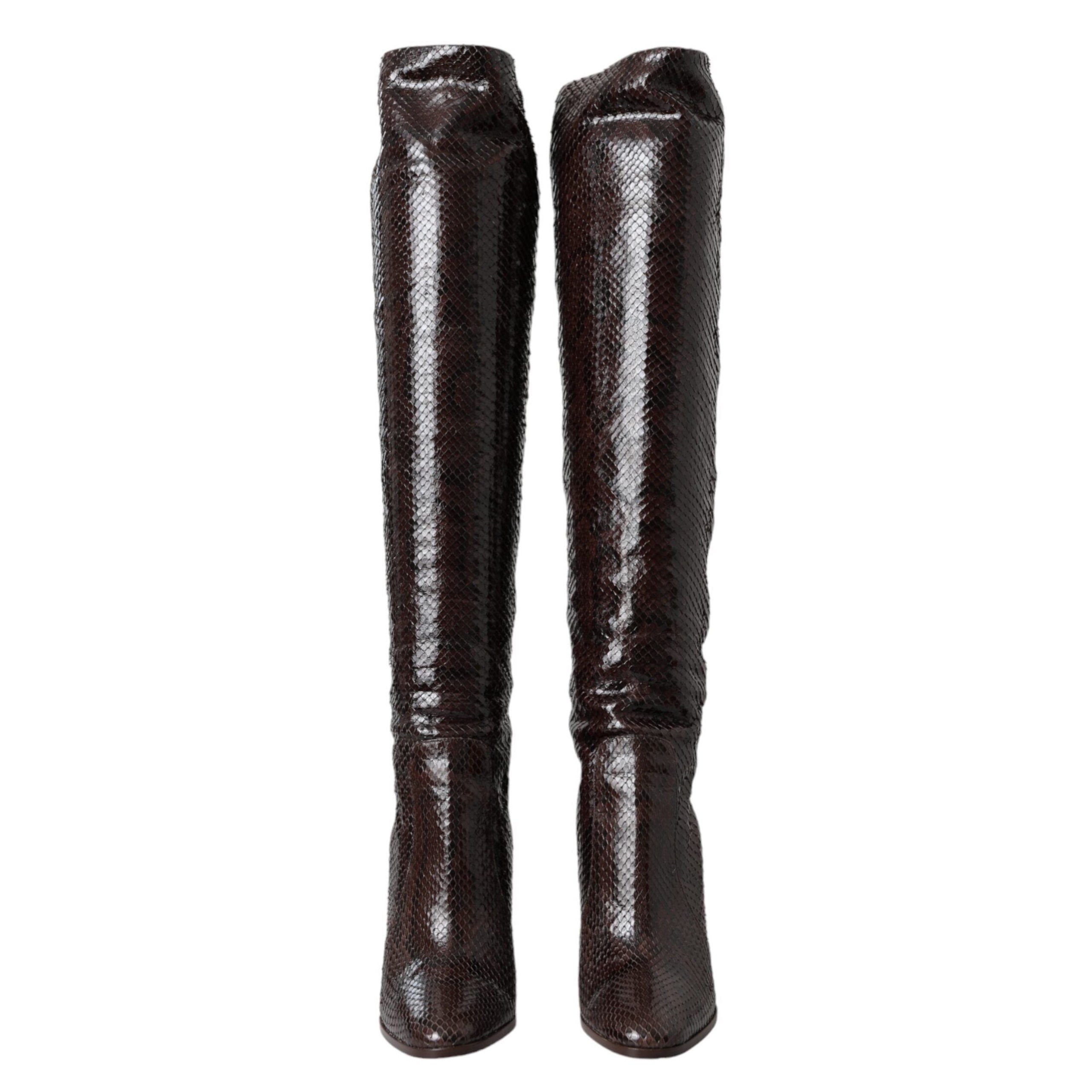 Dolce & Gabbana Brown Exotic Leather Knee High Boots