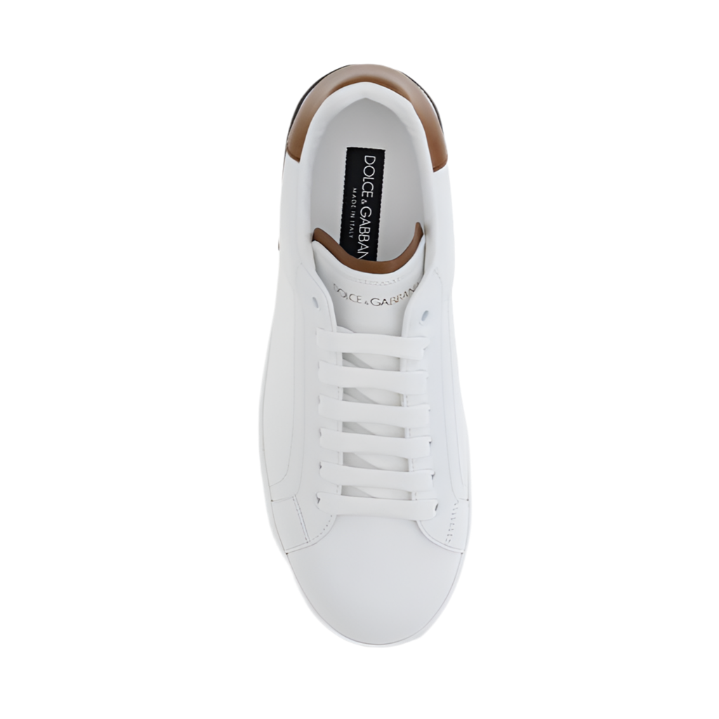 Dolce & Gabbana White & Chestnut Portofino Men's Sneakers