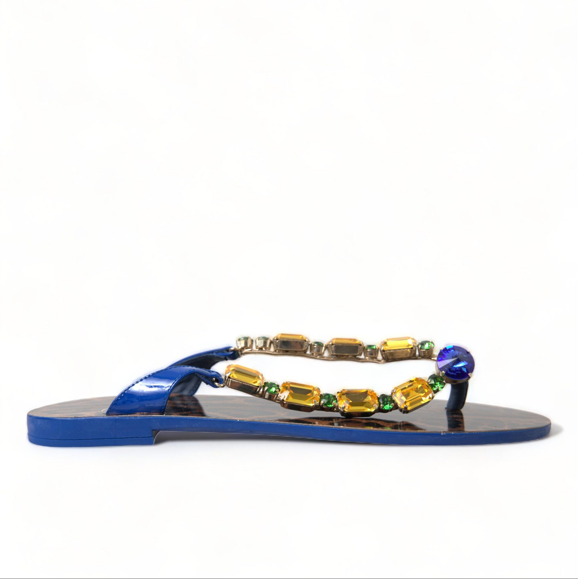 Dolce & Gabbana Elegant Blue Leather Flat Sandals