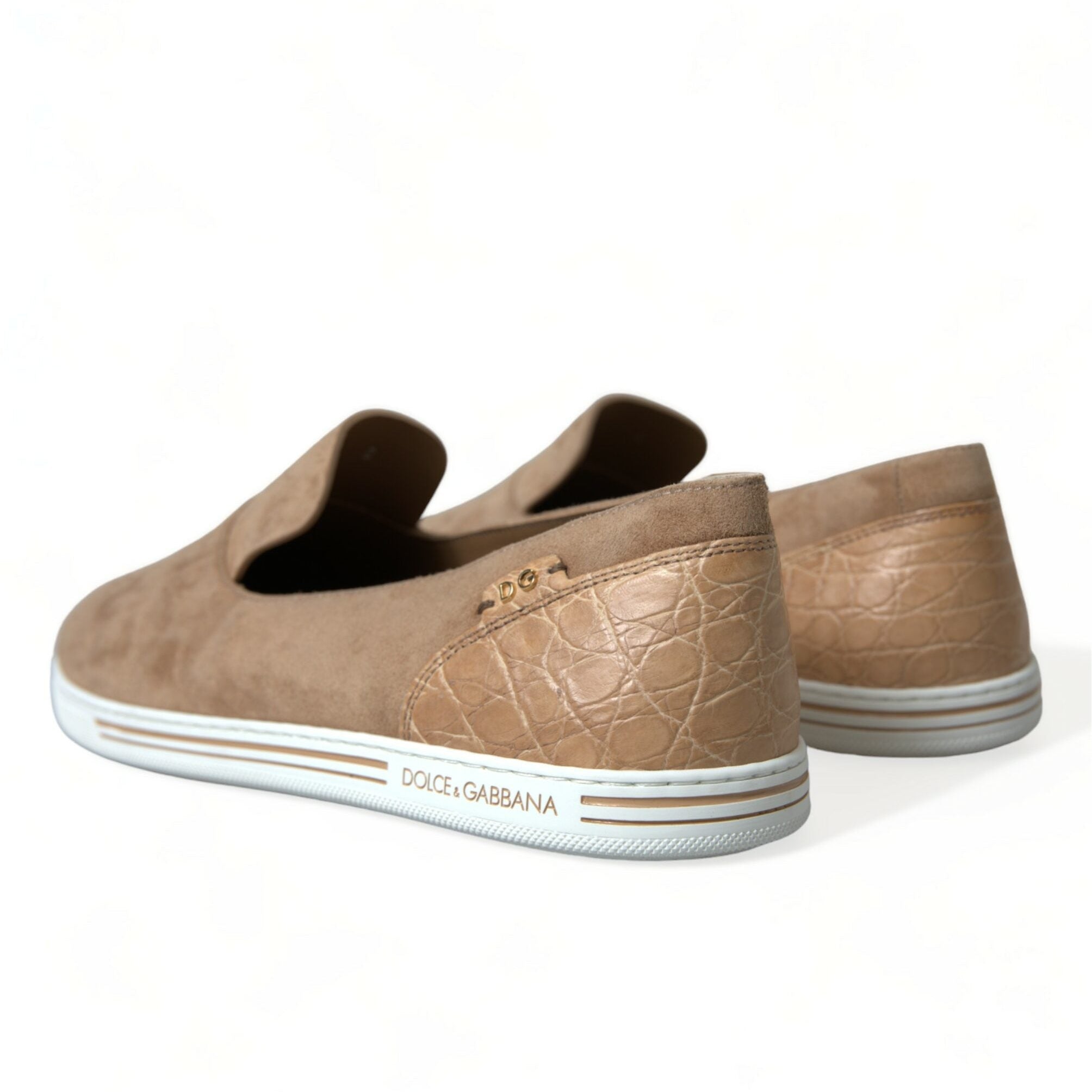 Dolce & Gabbana Beige Suede Caiman Loafers