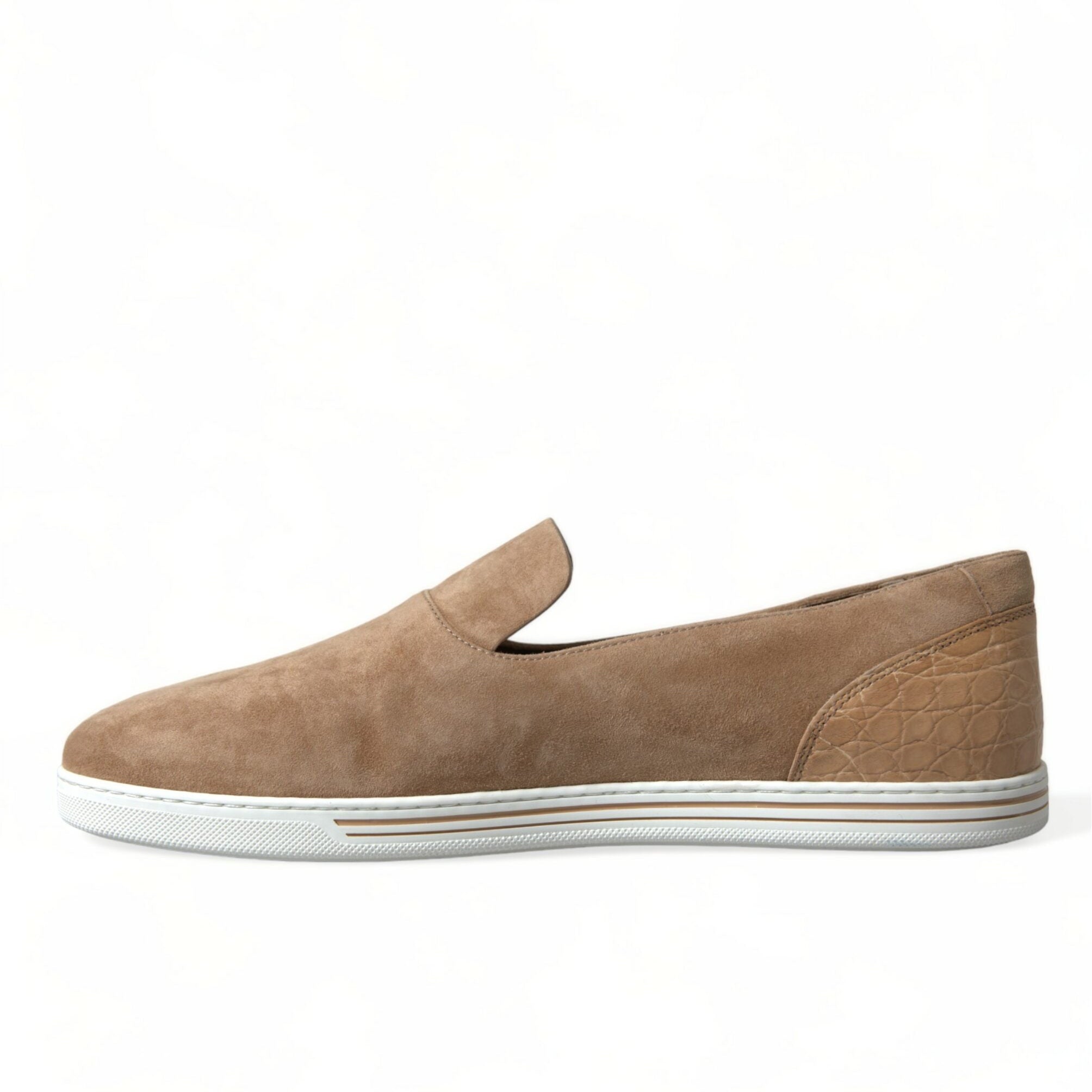 Dolce & Gabbana Beige Suede Caiman Loafers