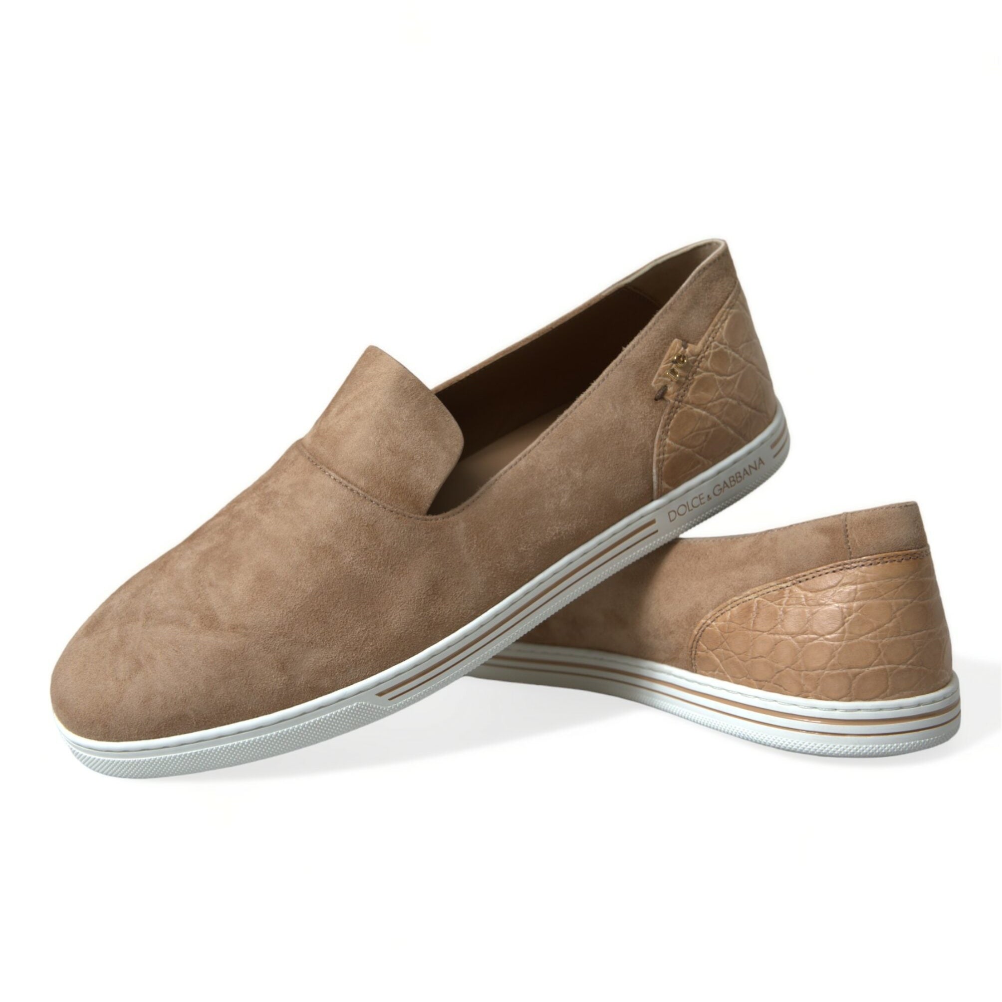 Dolce & Gabbana Beige Suede Caiman Loafers