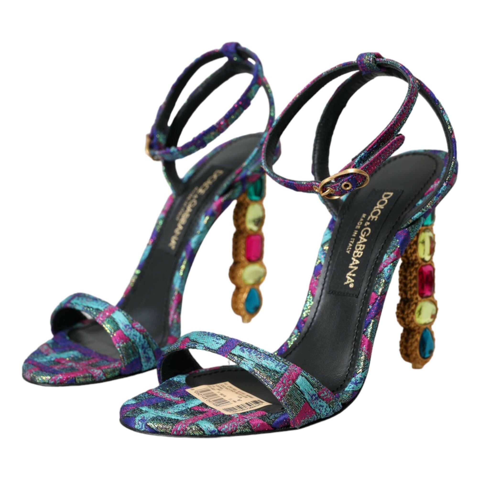 Dolce & Gabbana Multicolor Jacquard Crystals Sandals