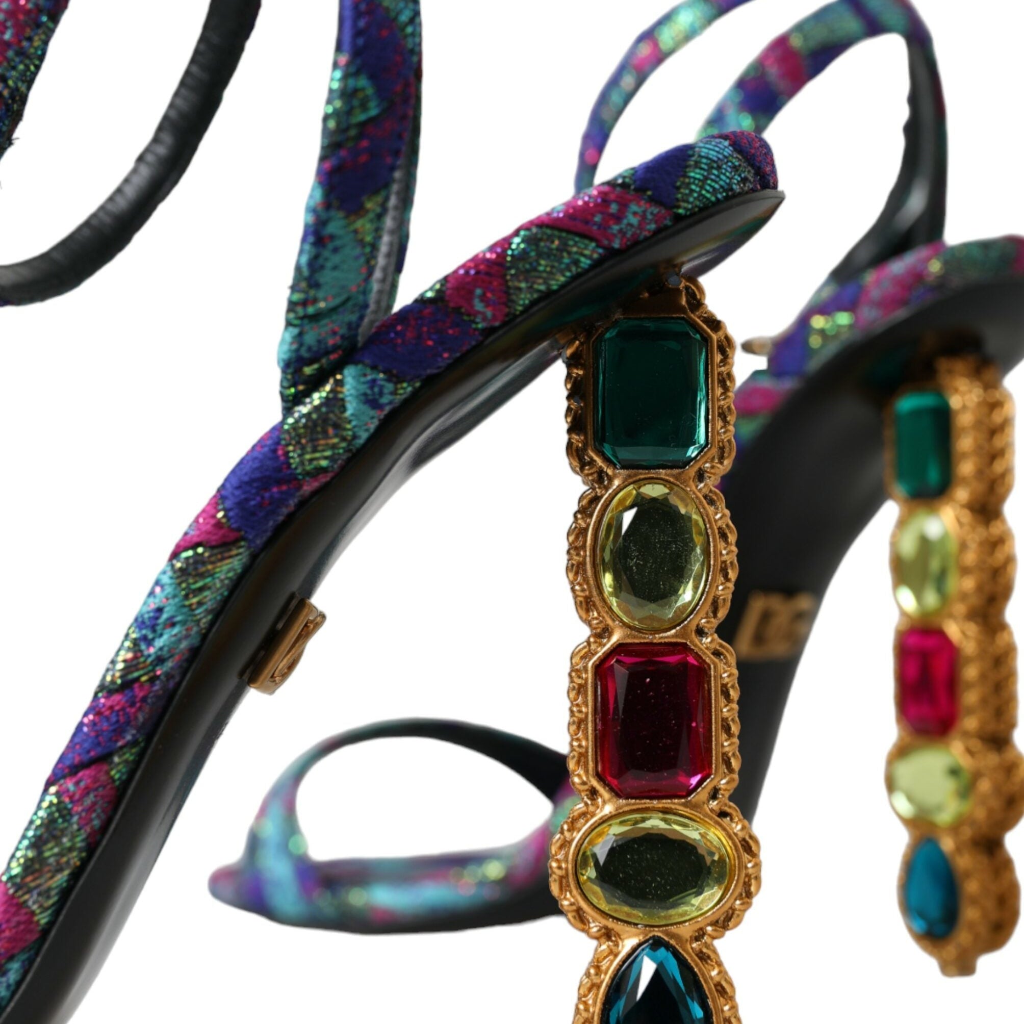 Dolce & Gabbana Multicolor Jacquard Crystals Sandals