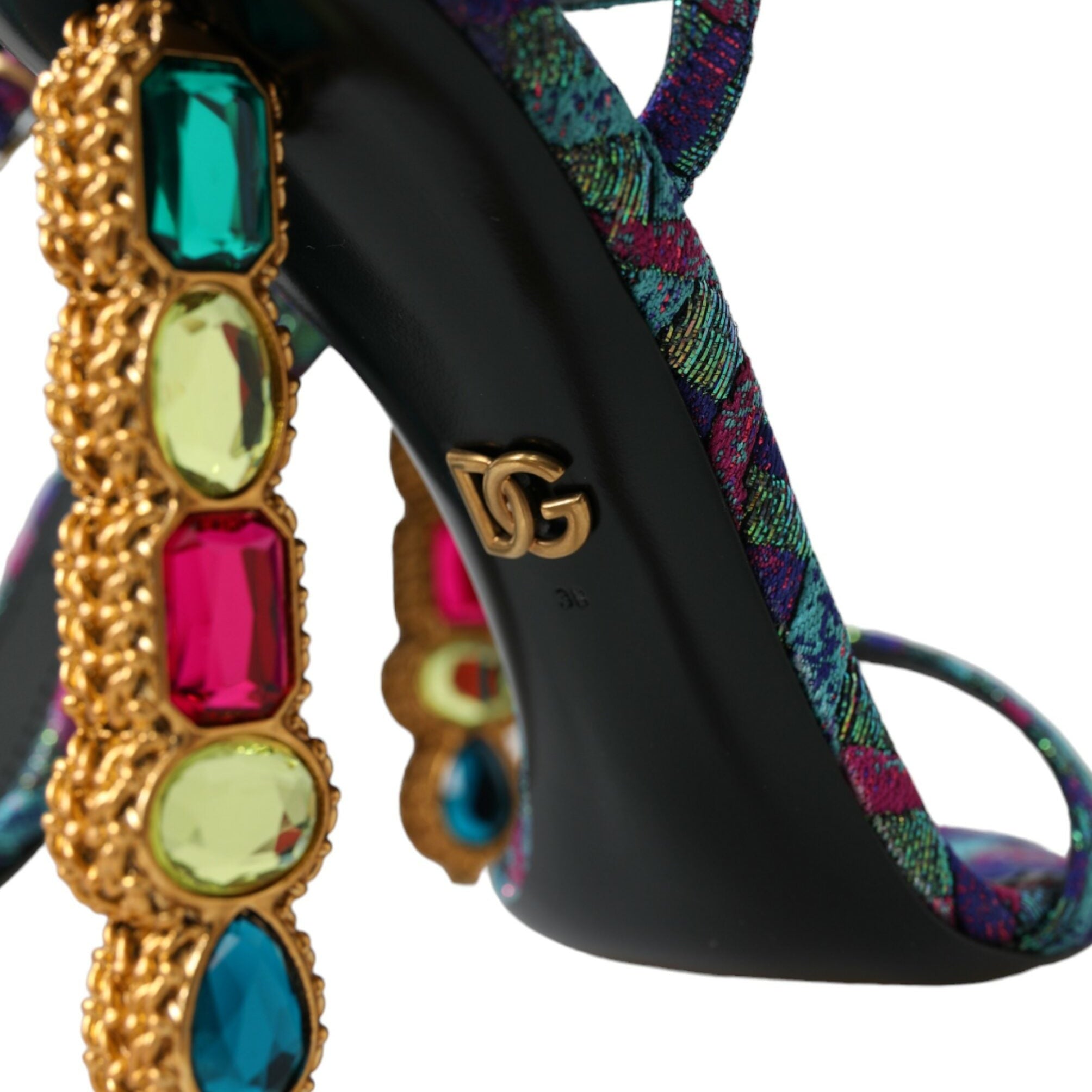 Dolce & Gabbana Multicolor Jacquard Crystals Sandals