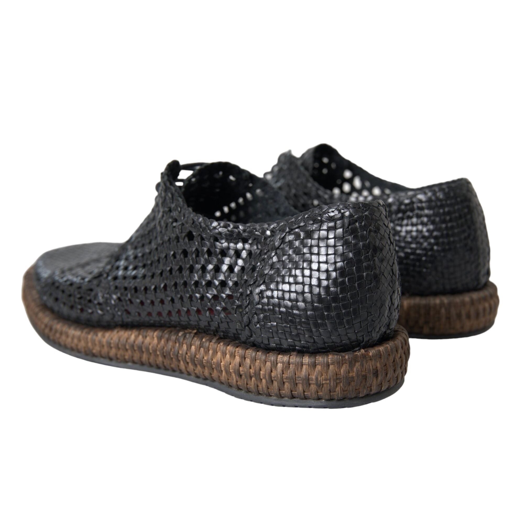 Dolce & Gabbana Black Woven Goat Lace Up Shoes