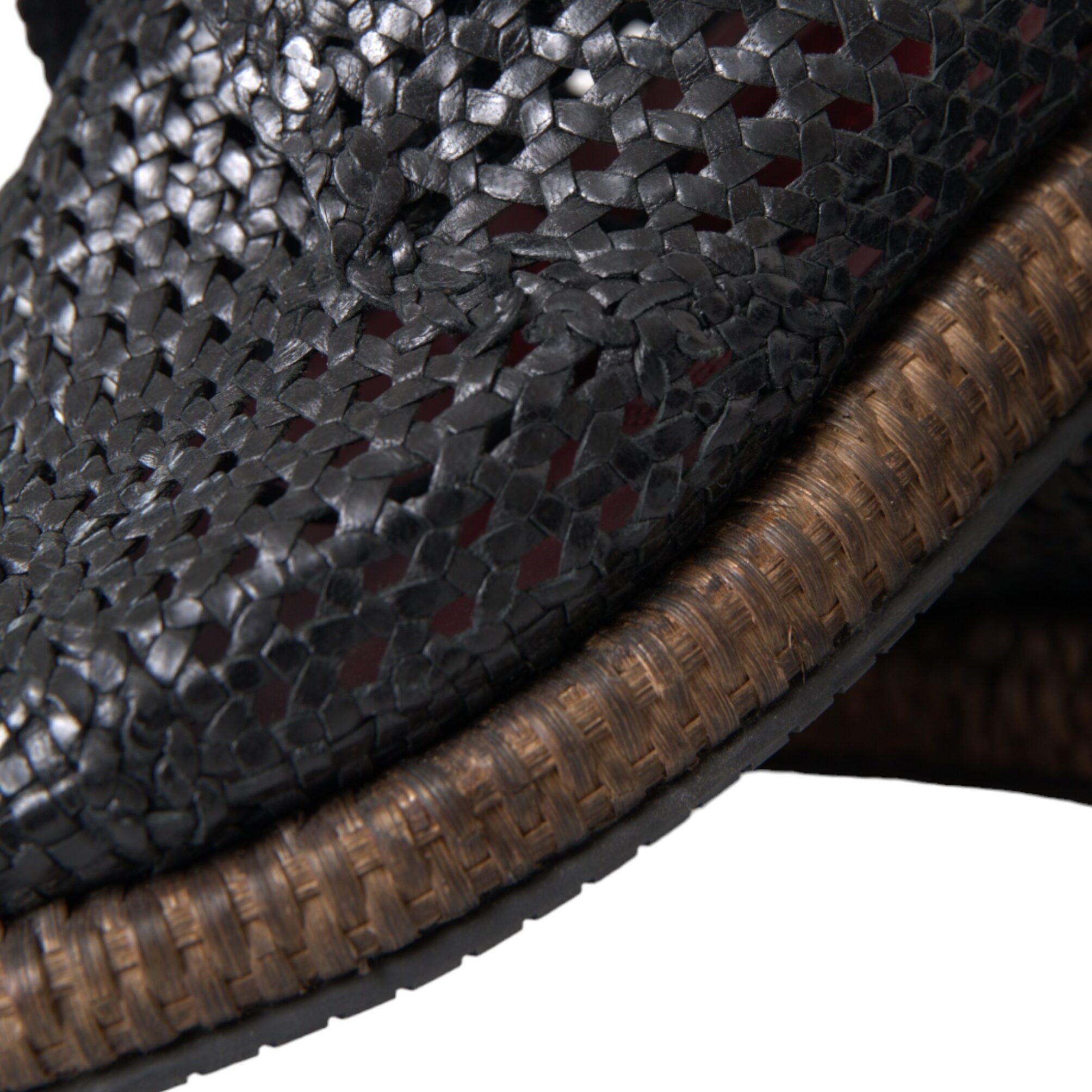 Dolce & Gabbana Black Woven Goat Lace Up Shoes