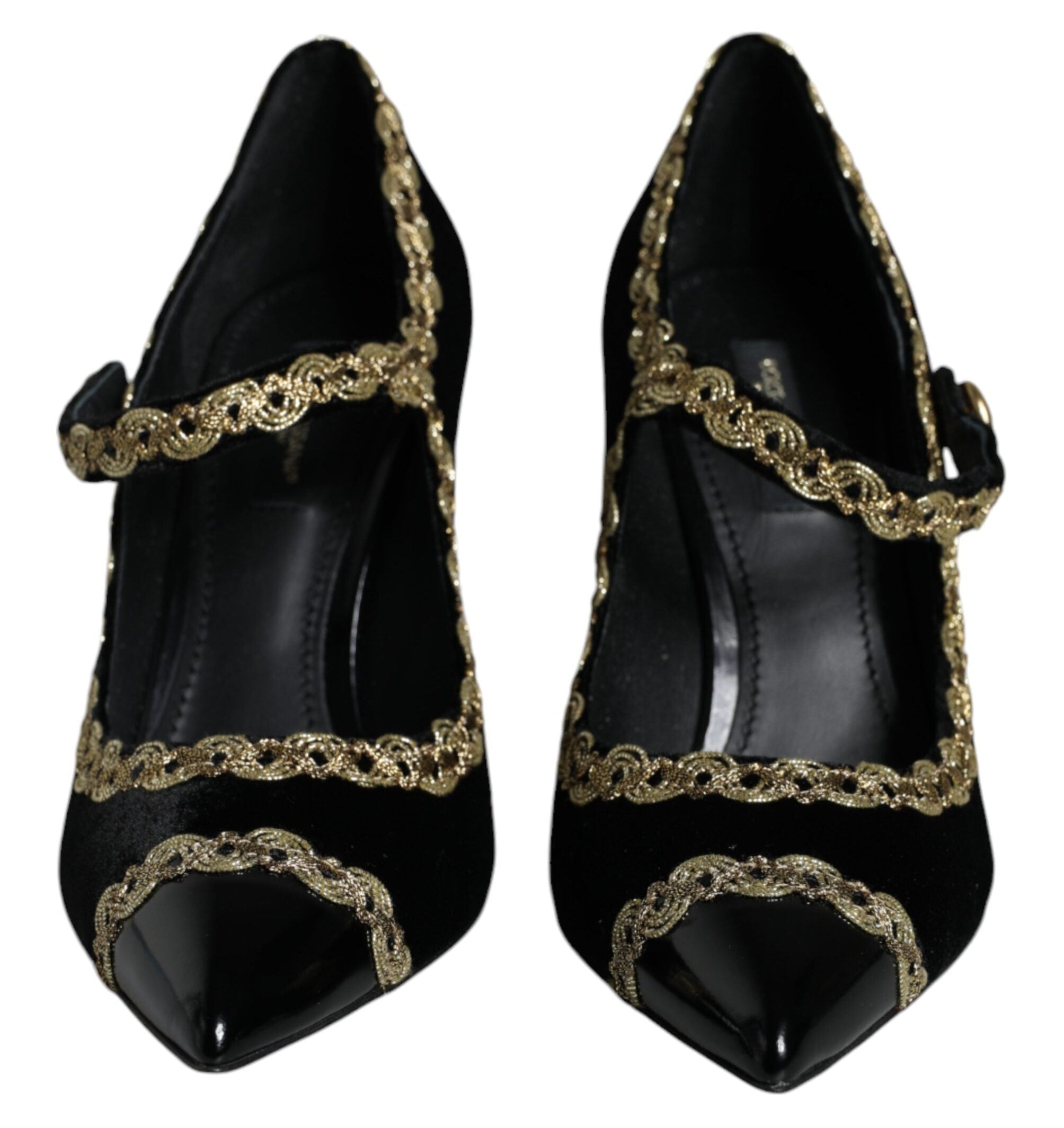 Dolce & Gabbana Black Mary Janes Velvet Pumps