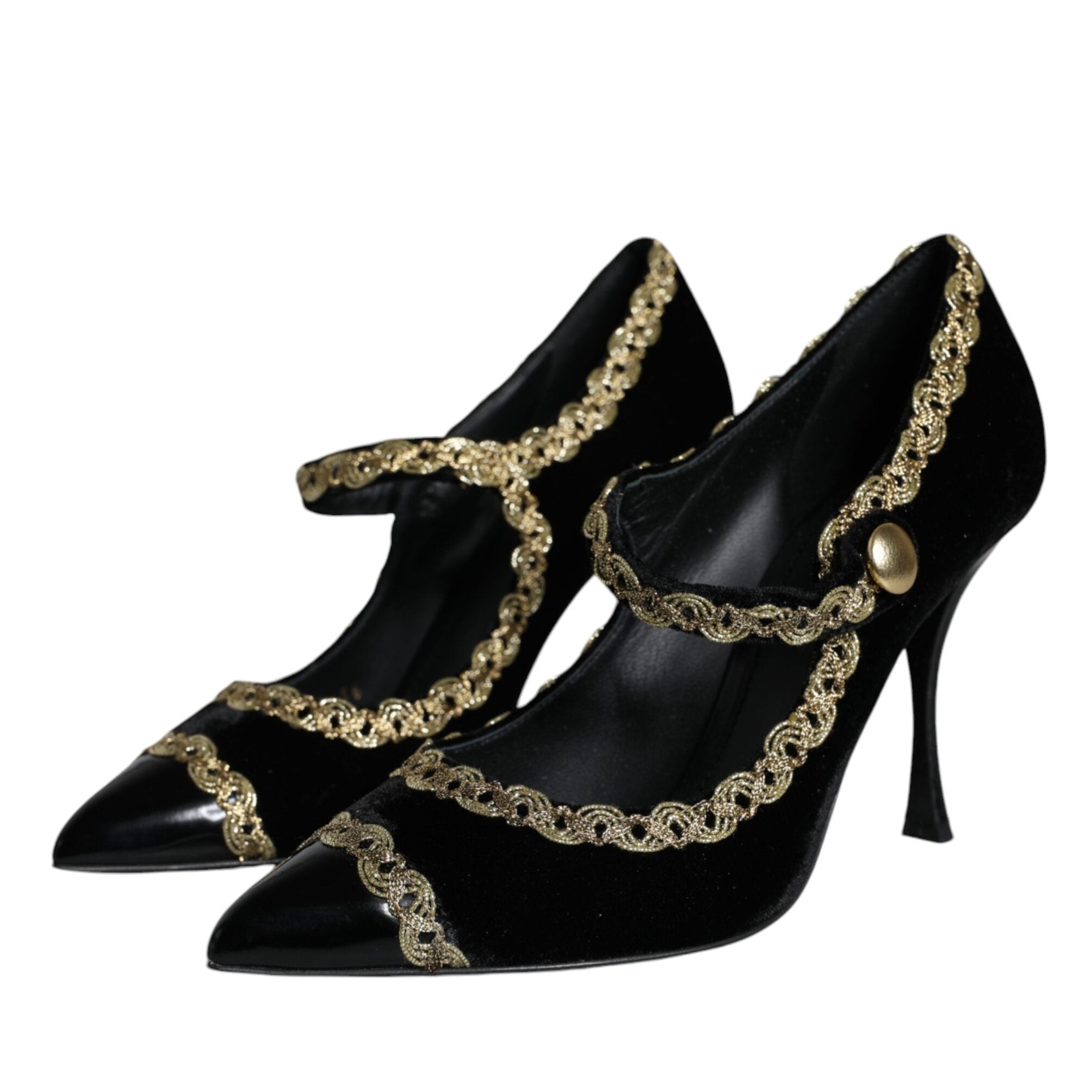 Dolce & Gabbana Black Mary Janes Velvet Pumps