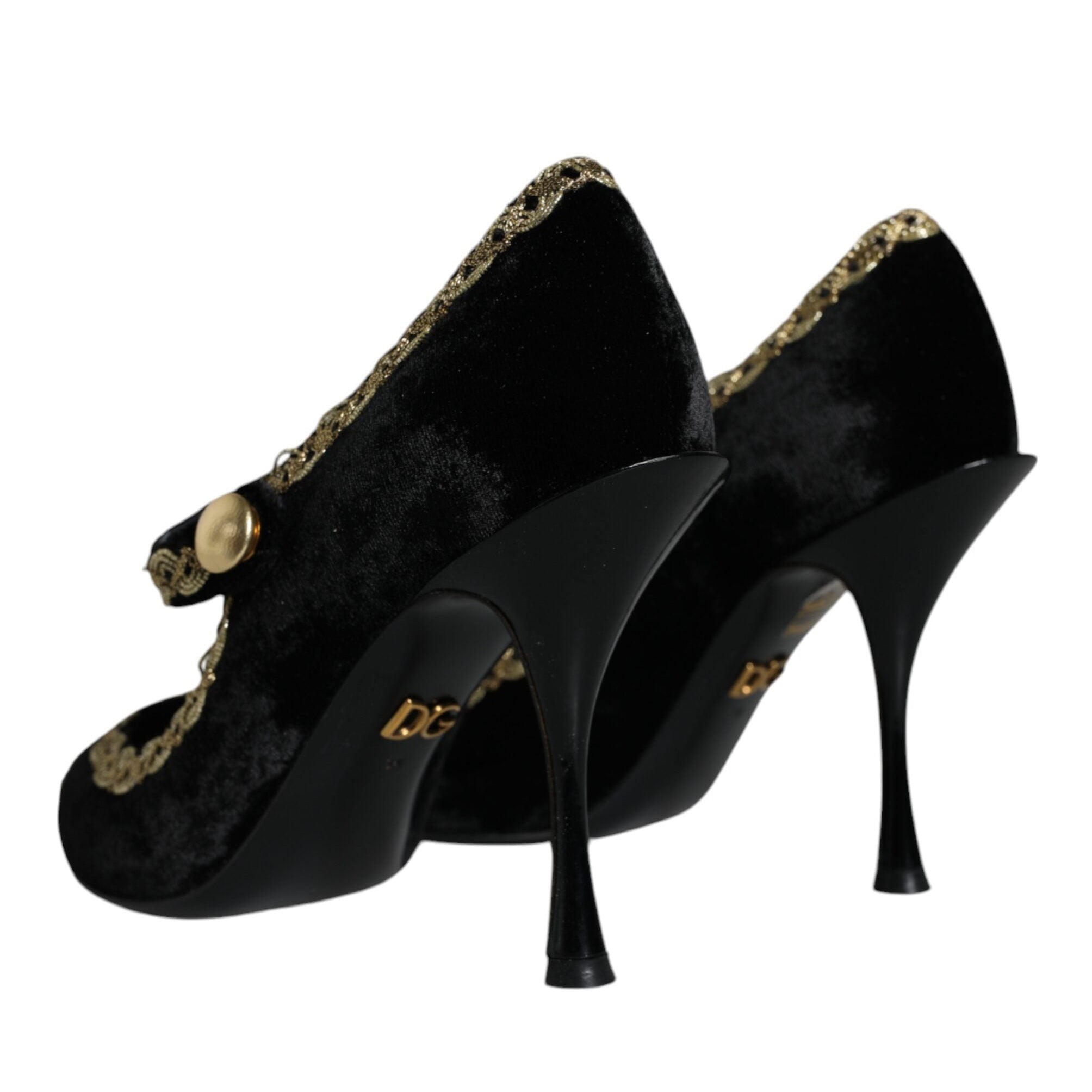 Dolce & Gabbana Black Mary Janes Velvet Pumps