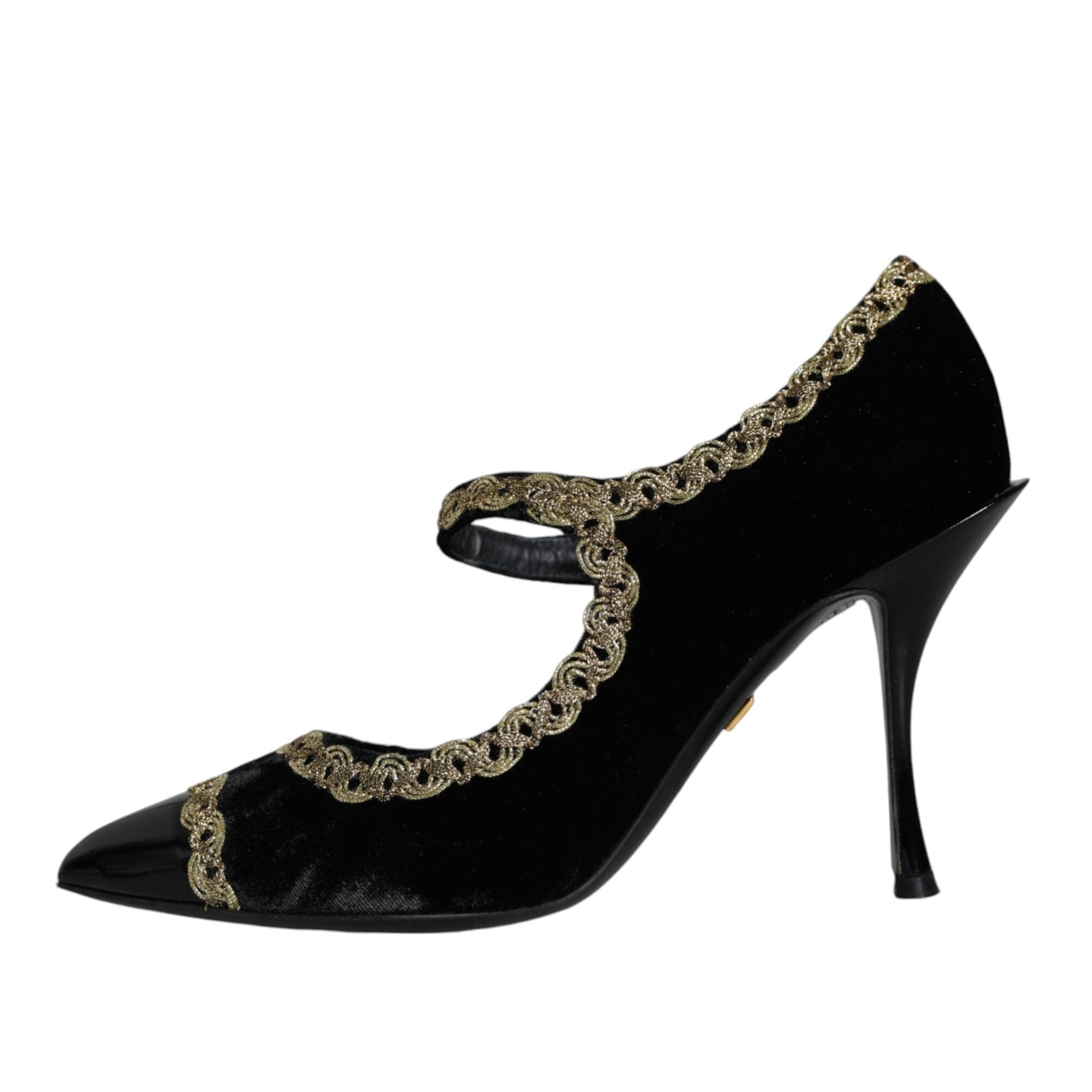 Dolce & Gabbana Black Mary Janes Velvet Pumps