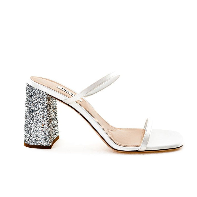 Miu Miu White Silk Sandal