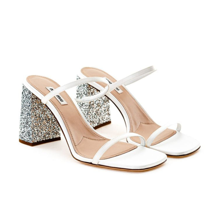 Miu Miu White Silk Sandal
