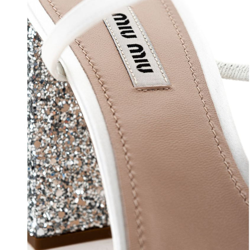 Miu Miu White Silk Sandal