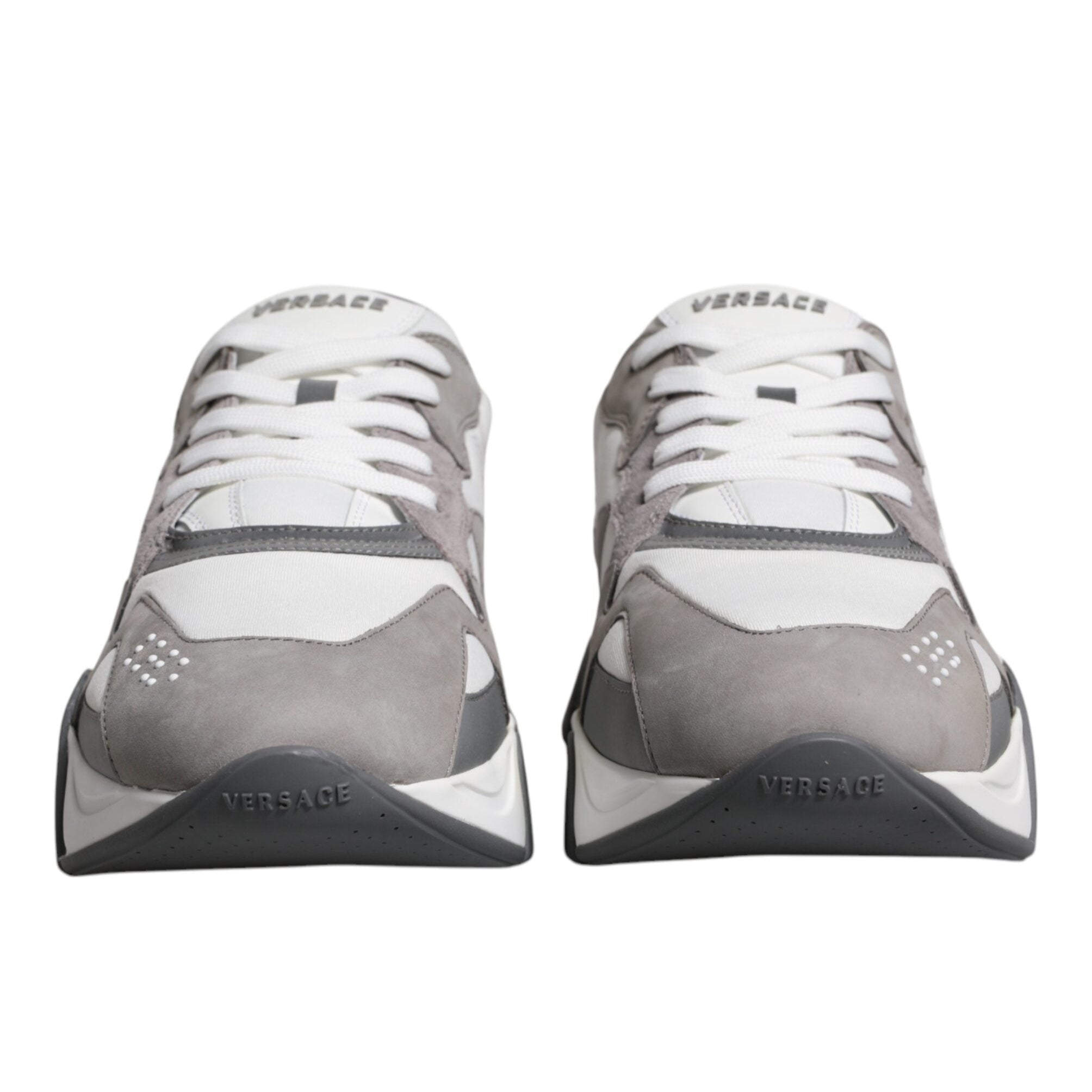 Versace Grey Leather Neoprene Chunky Squalo Sneakers