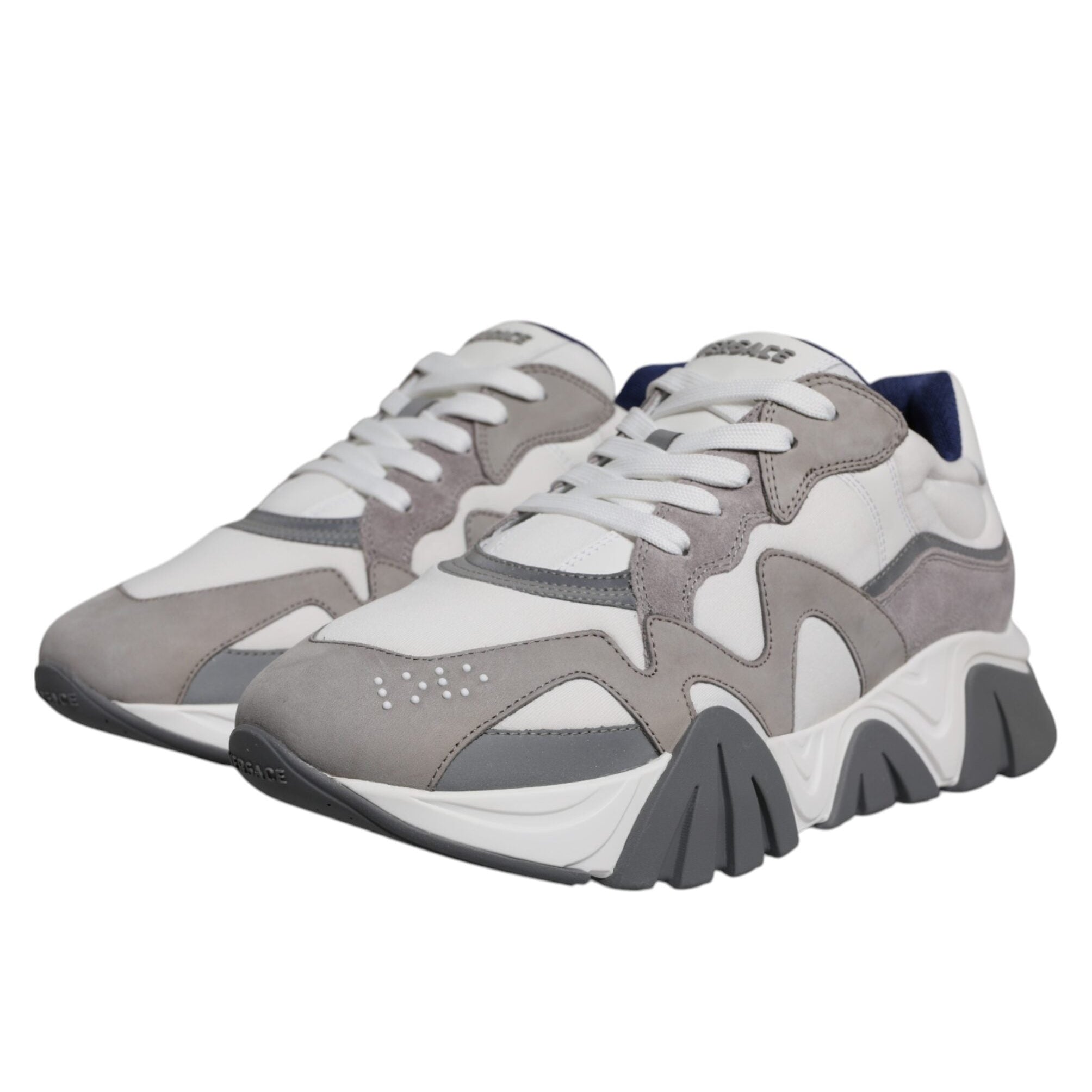 Versace Grey Leather Neoprene Chunky Squalo Sneakers