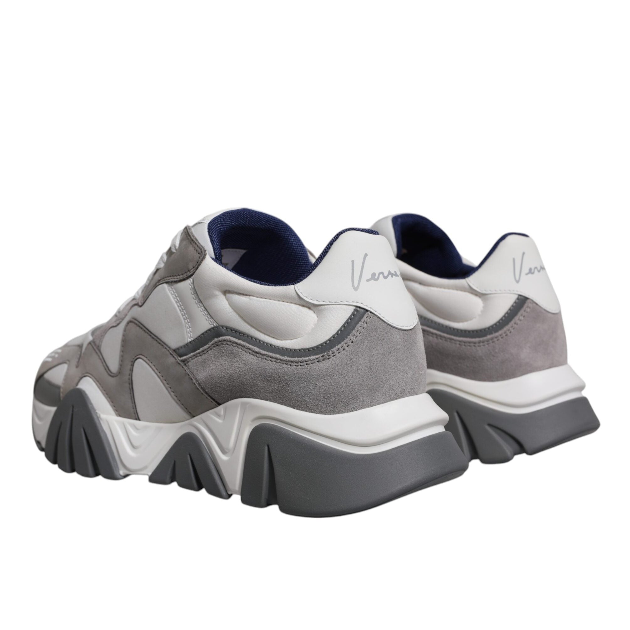 Versace Grey Leather Neoprene Chunky Squalo Sneakers