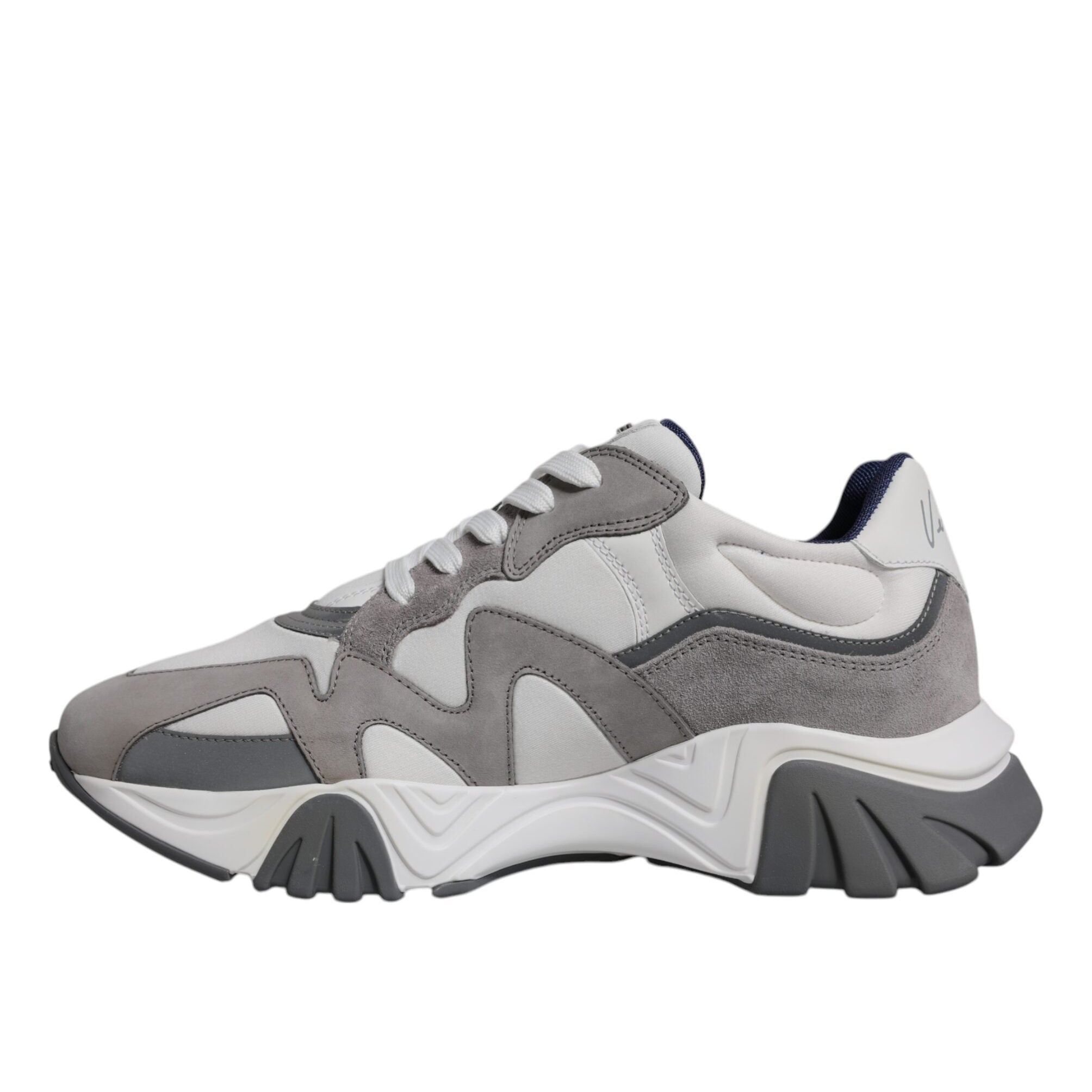 Versace Grey Leather Neoprene Chunky Squalo Sneakers