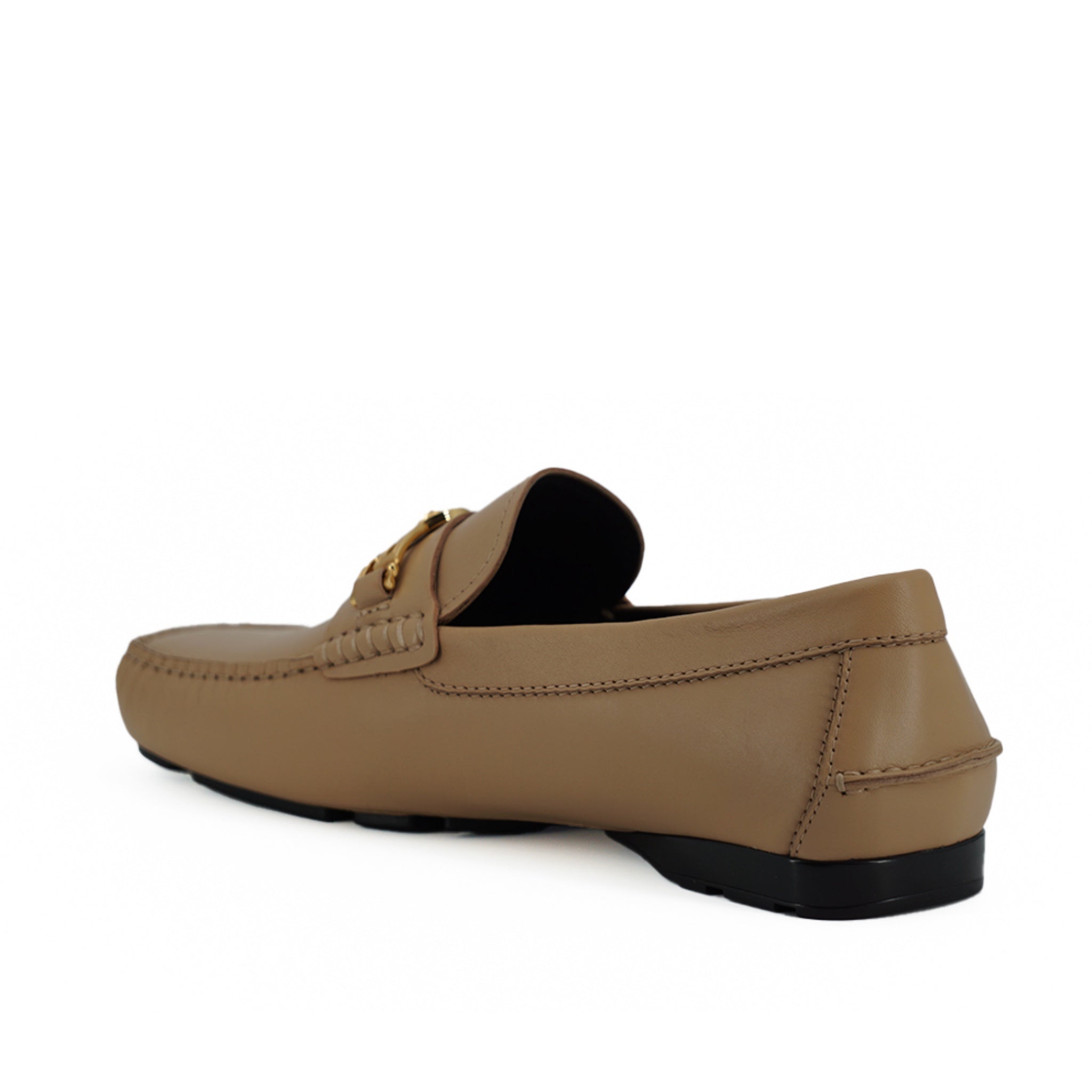 Versace Medusa Gold-Tone Leather Loafers