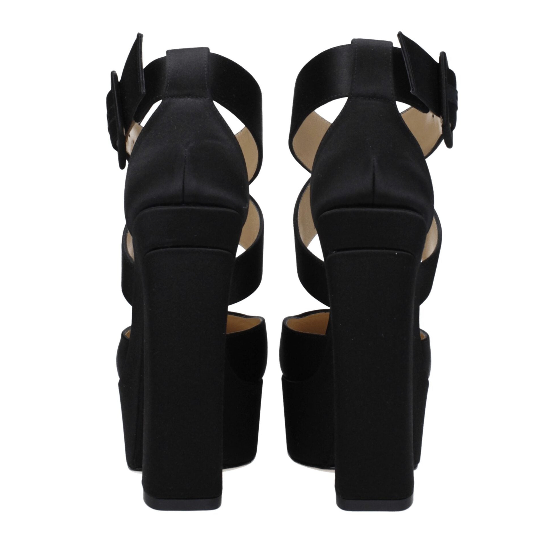 Jimmy Choo Black Satin Platform Sandal
