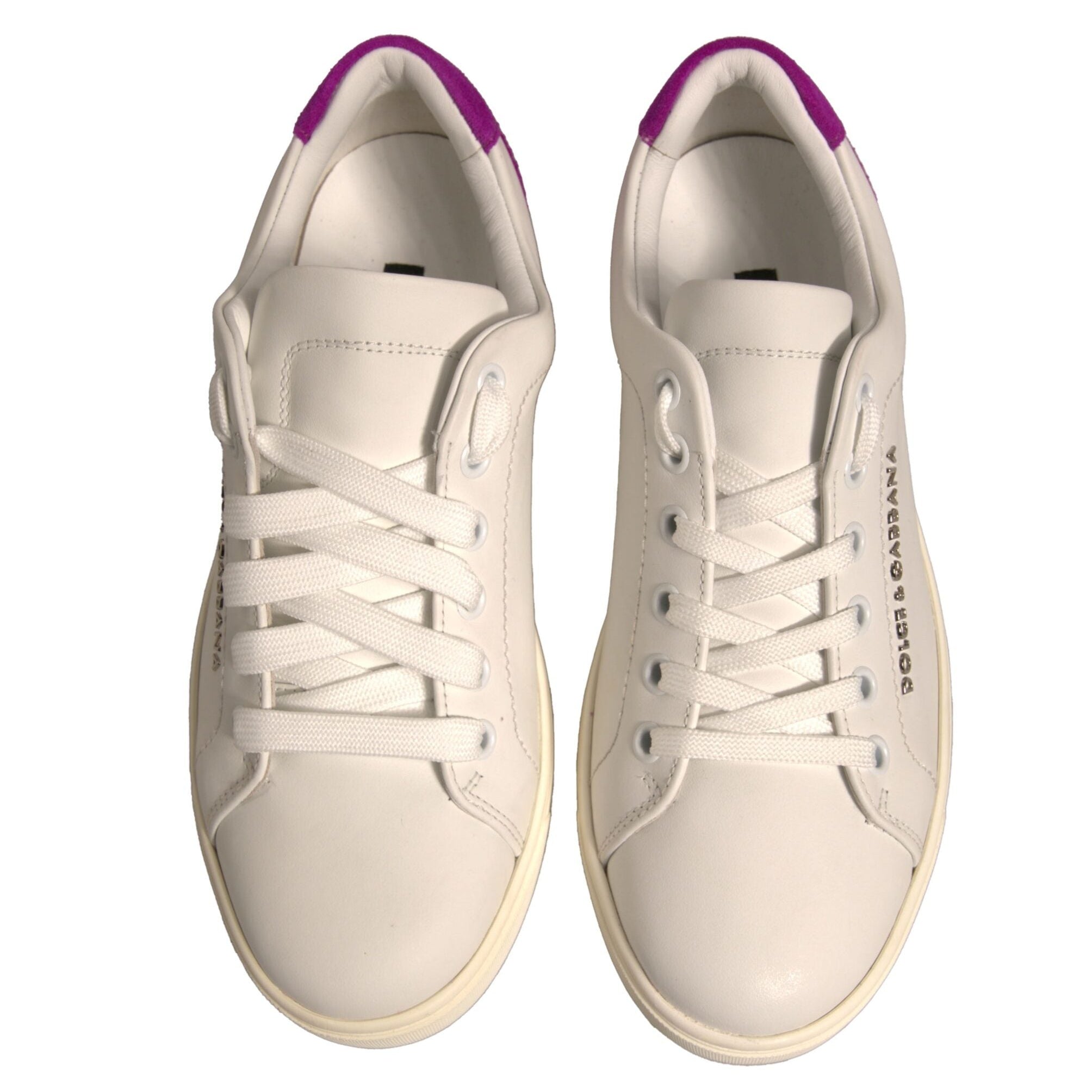Dolce & Gabbana White Sneakers with Pink Suede Detailing