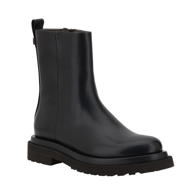 Brunello Cucinelli Black Leather Women's Boots