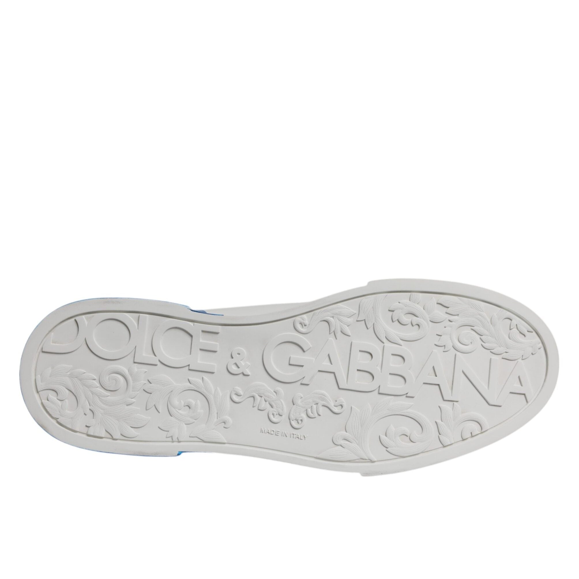 Dolce & Gabbana White Blue Leather Low Top Sneaker