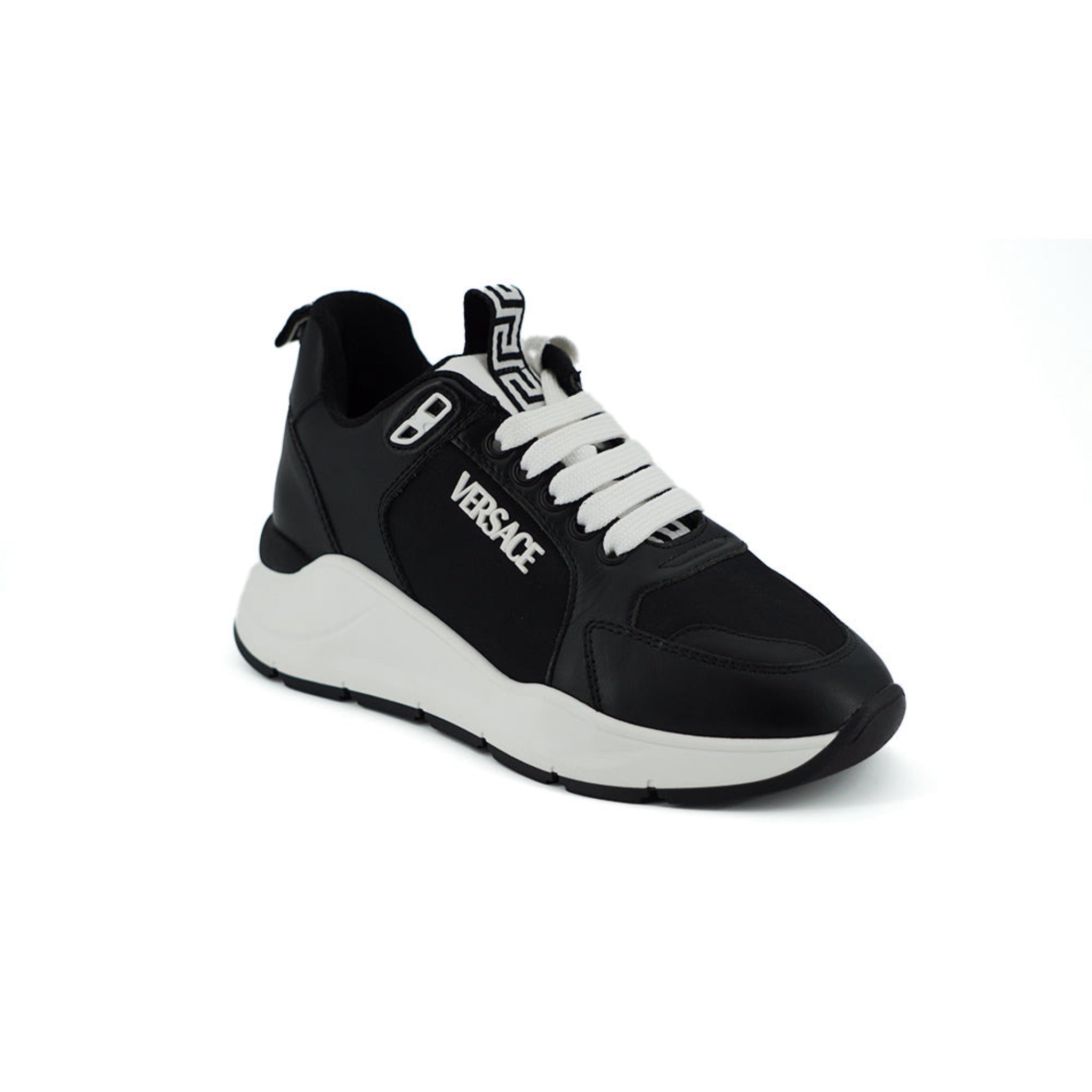 Versace Elegant Monochrome Leather Sneakers