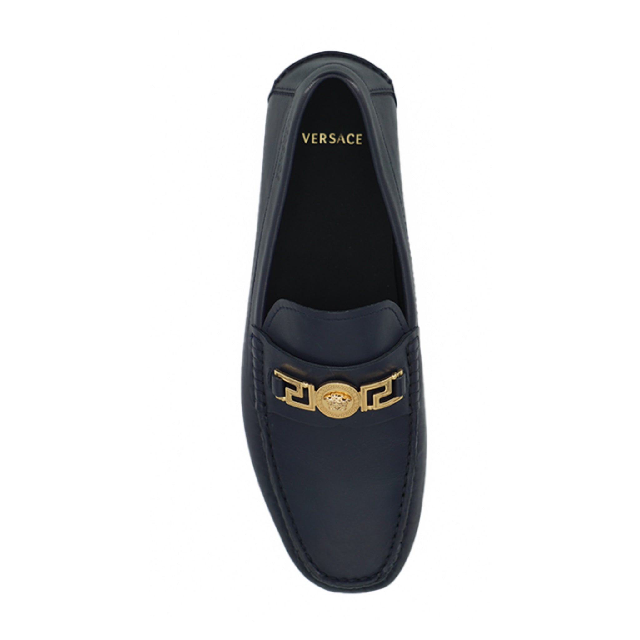 Versace Navy Blue Calf Leather Loafers