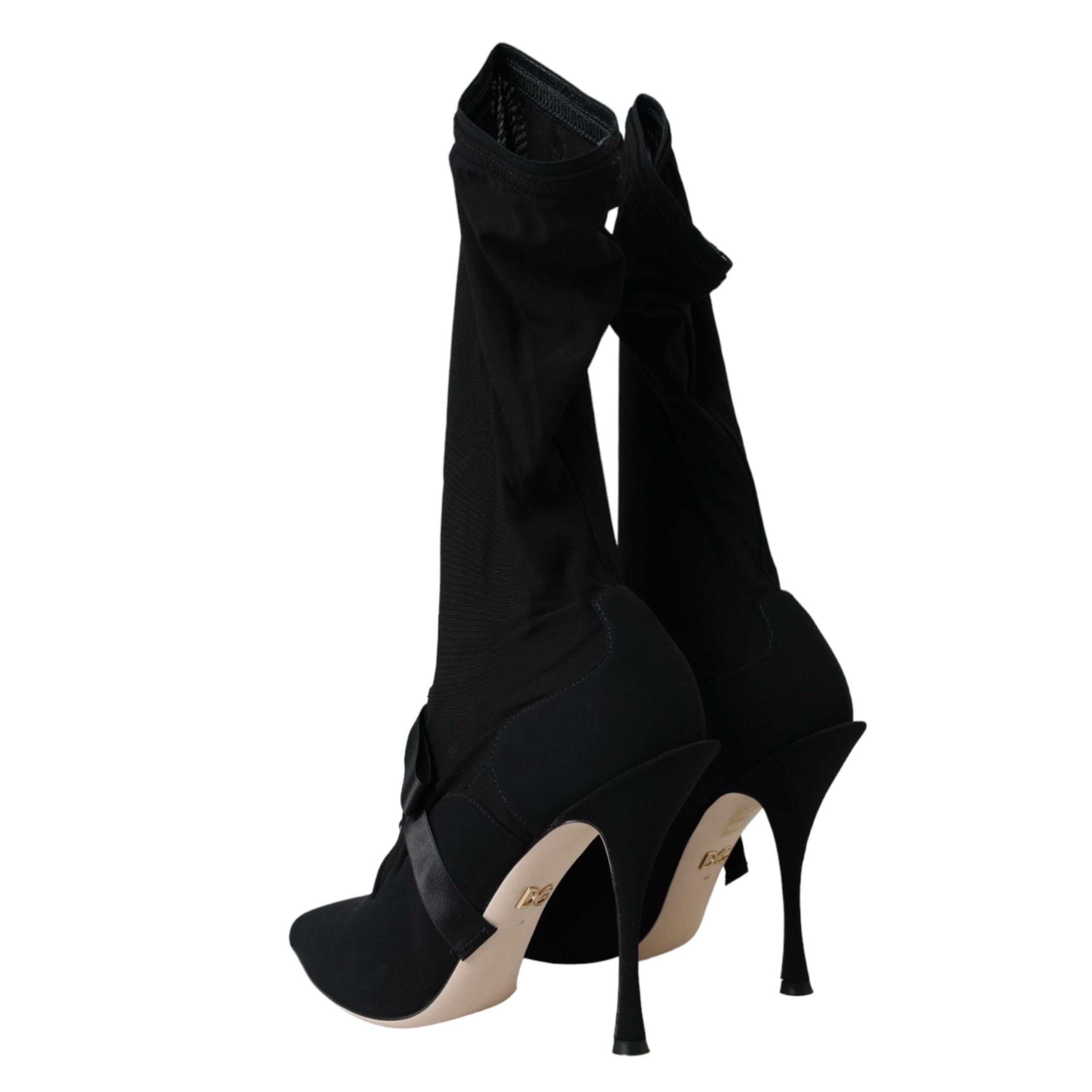 Dolce & Gabbana Black Stiletto Mid Calf Boots