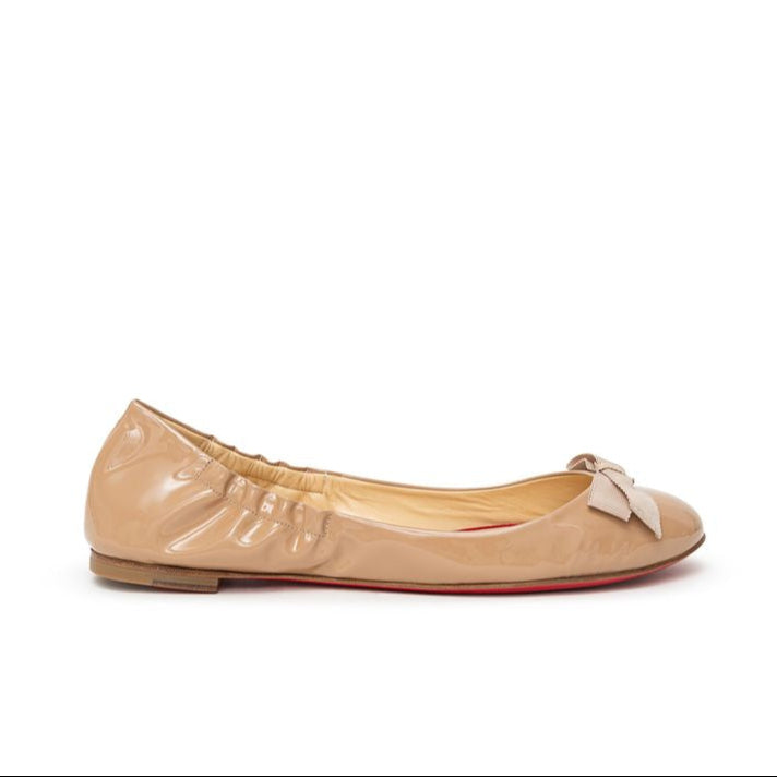Christian Louboutin Beige Patent Leather Flats