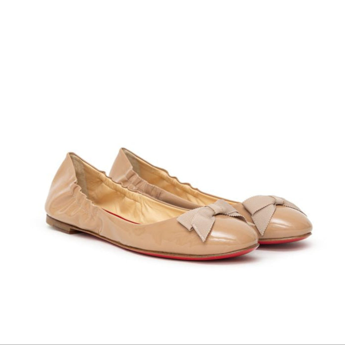 Christian Louboutin Beige Patent Leather Flats