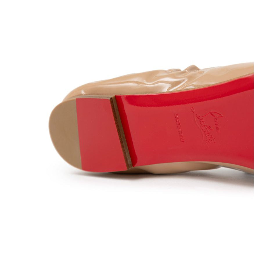 Christian Louboutin Beige Patent Leather Flats