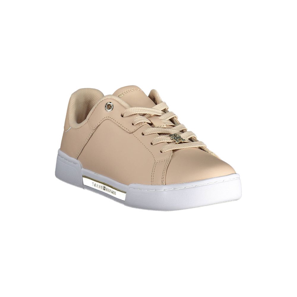 Tommy Hilfiger Beige Leather Women Sneaker