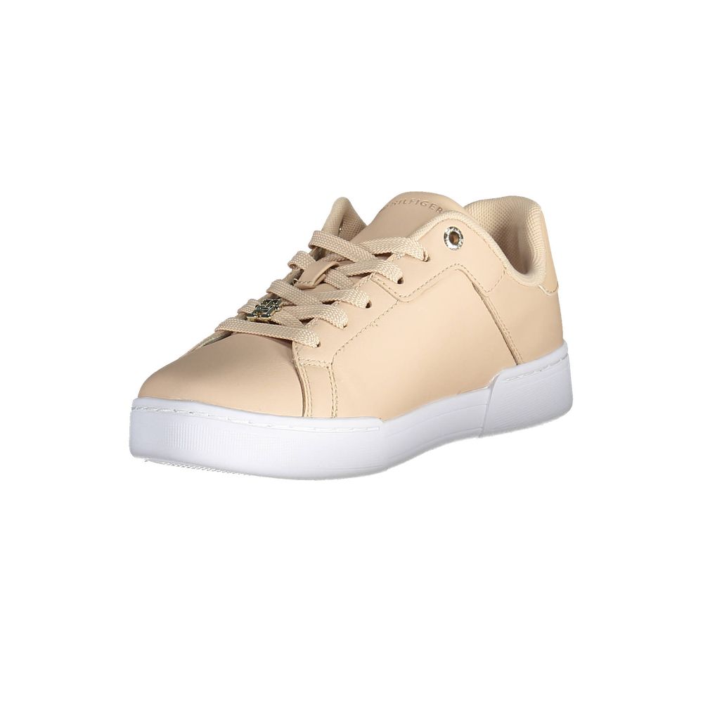 Tommy Hilfiger Beige Leather Women Sneaker