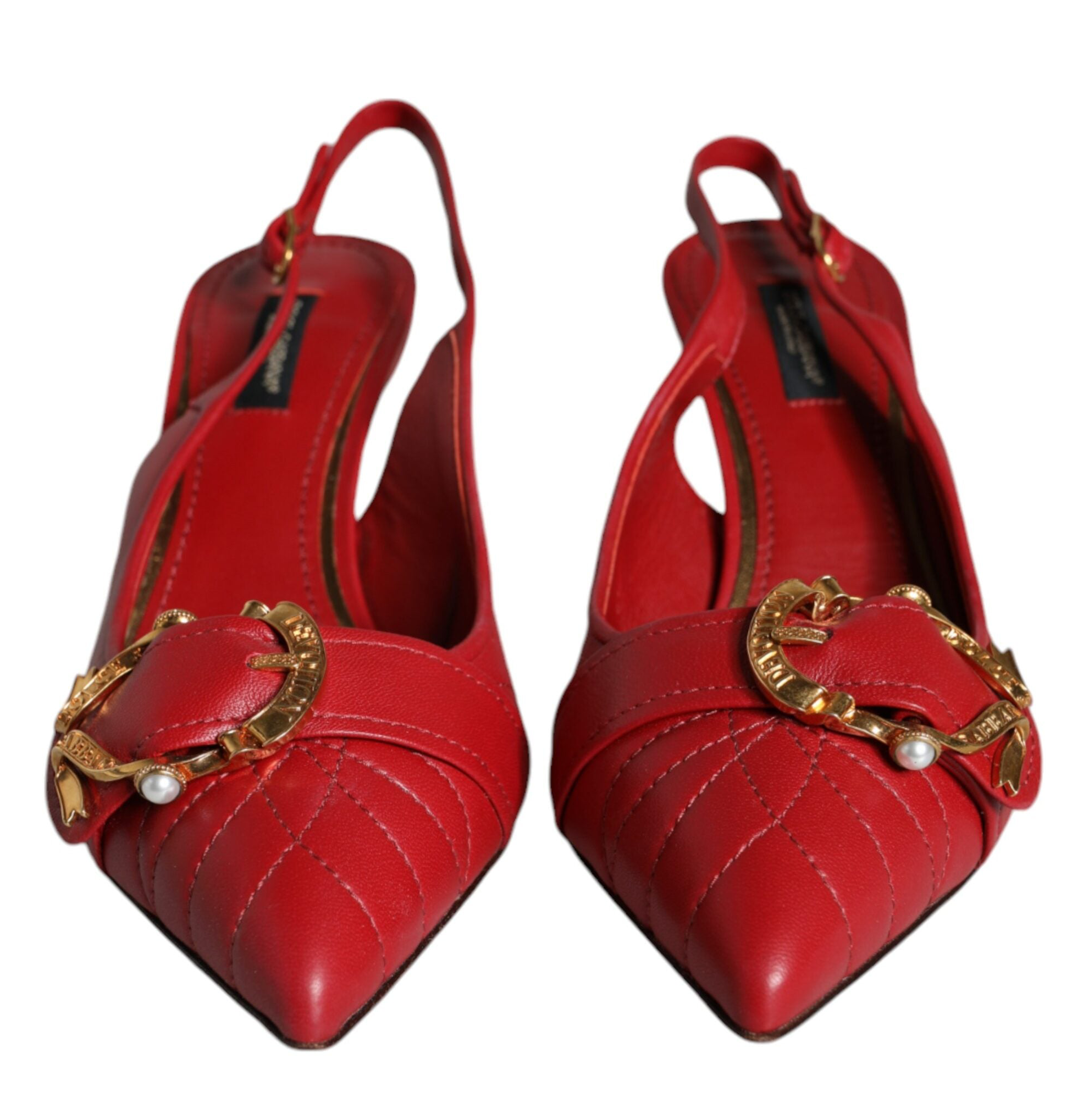 Dolce & Gabbana Red Devotion Leather Heels