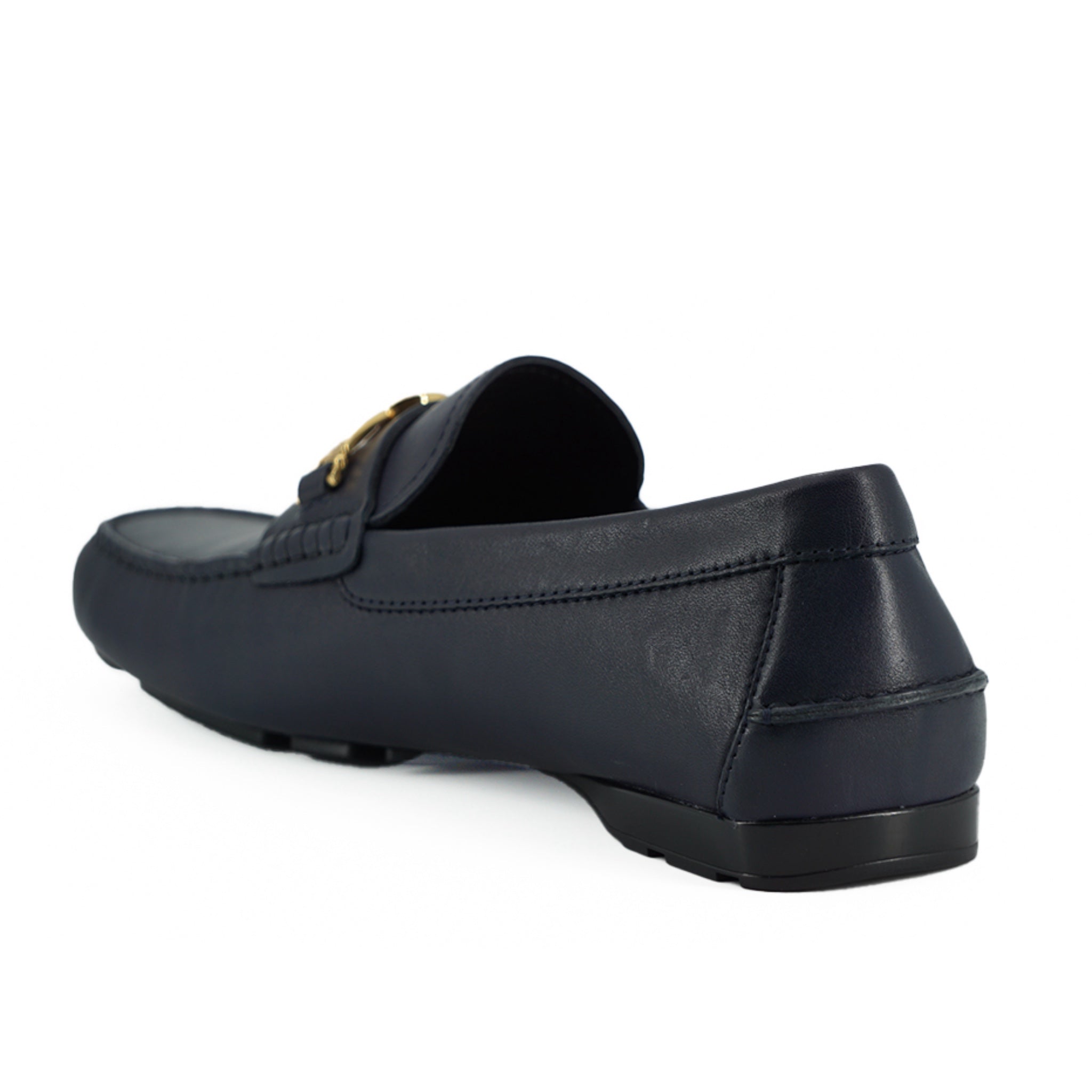 Versace Navy Blue Calf Leather Loafers