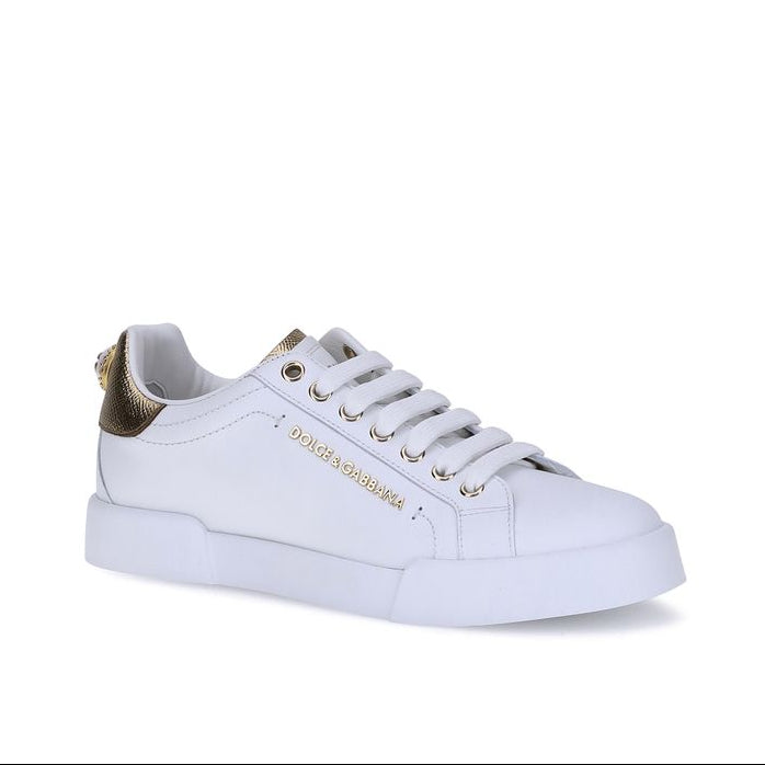 Dolce & Gabbana Pearl Sneakers w Gold Detailing