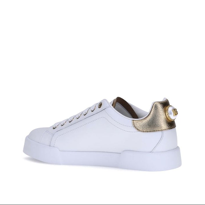 Dolce & Gabbana Pearl Sneakers w Gold Detailing