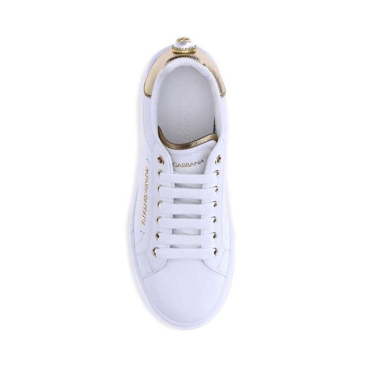 Dolce & Gabbana Pearl Sneakers w Gold Detailing