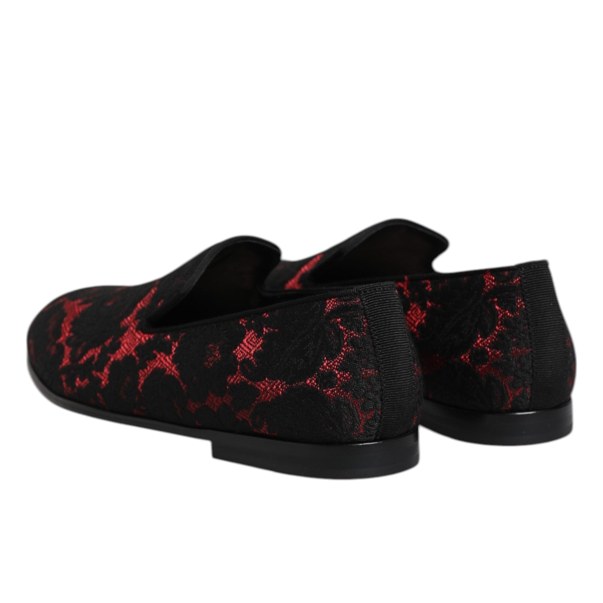 Dolce & Gabbana Red Black Jacquard Loafers