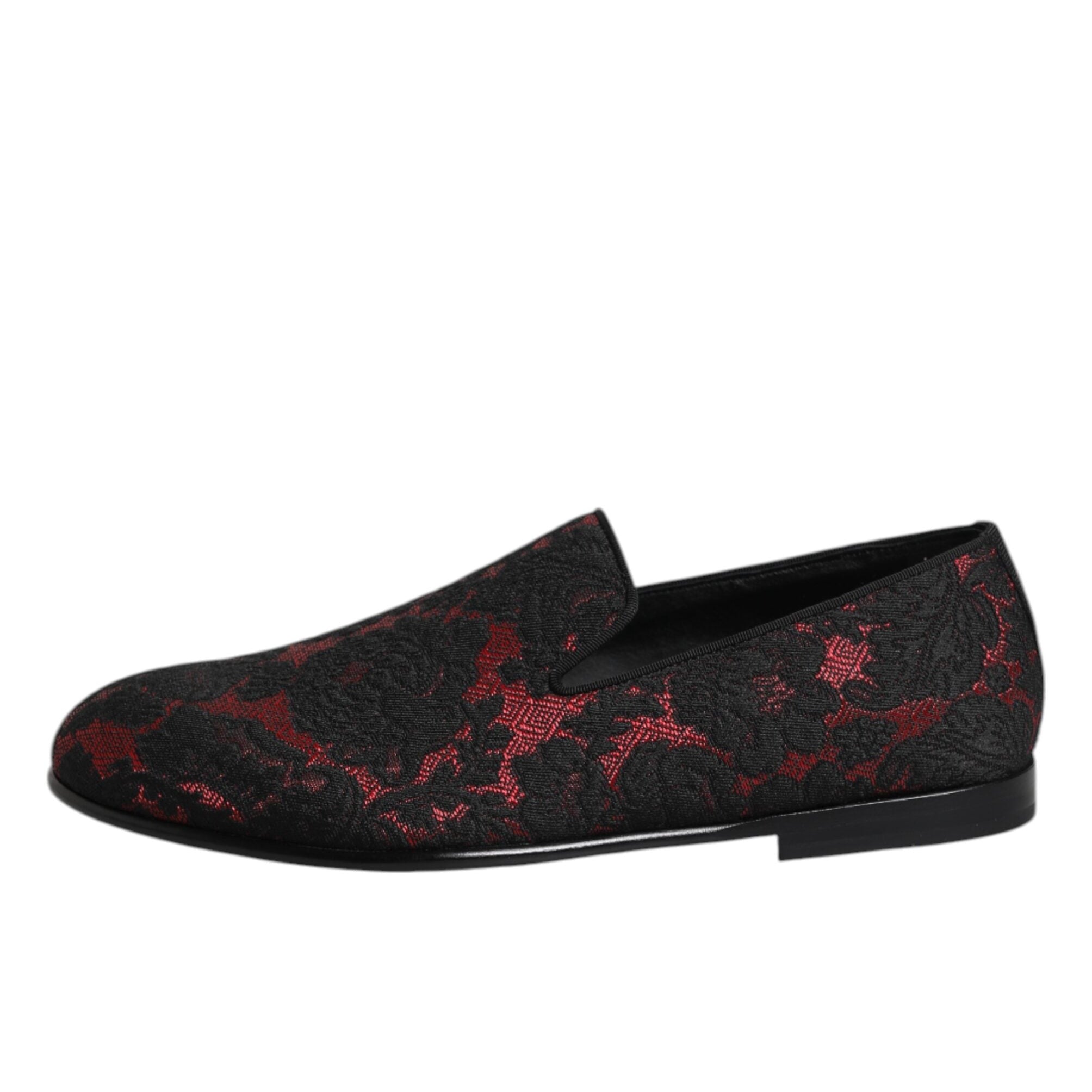 Dolce & Gabbana Red Black Jacquard Loafers