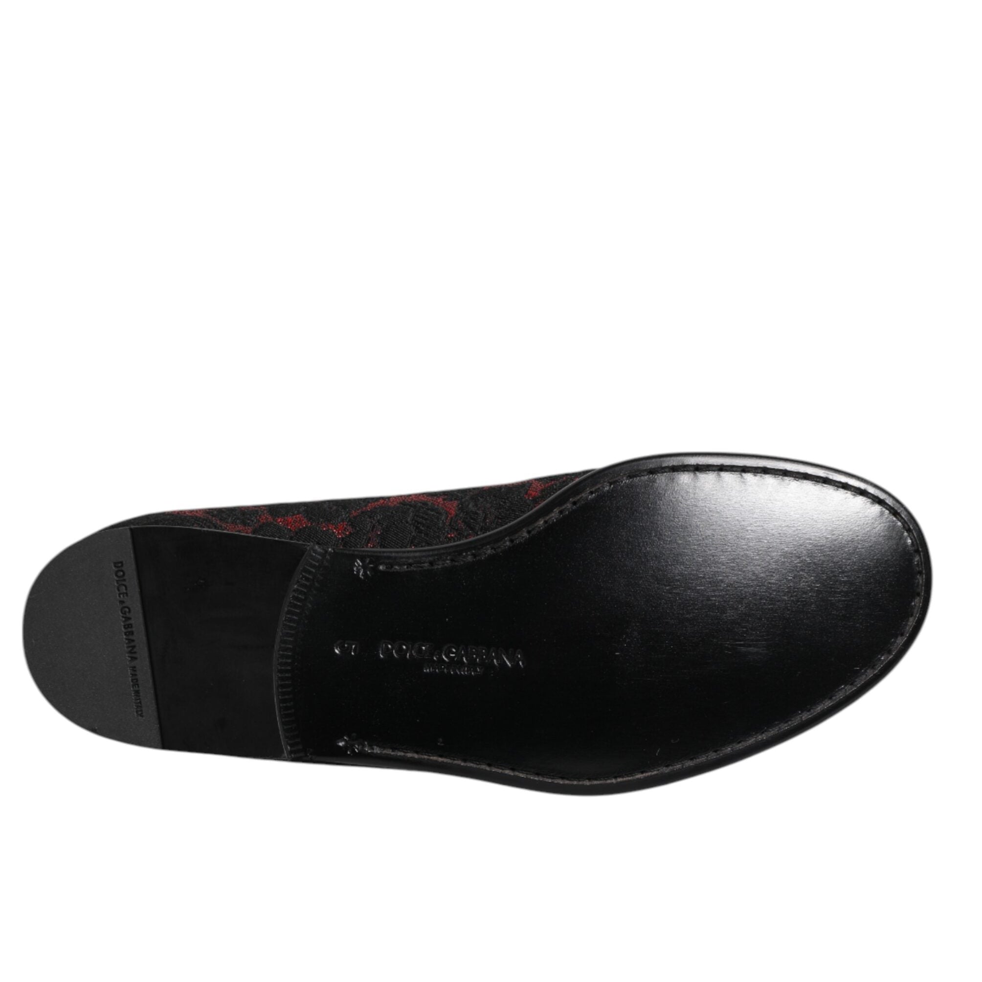 Dolce & Gabbana Red Black Jacquard Loafers