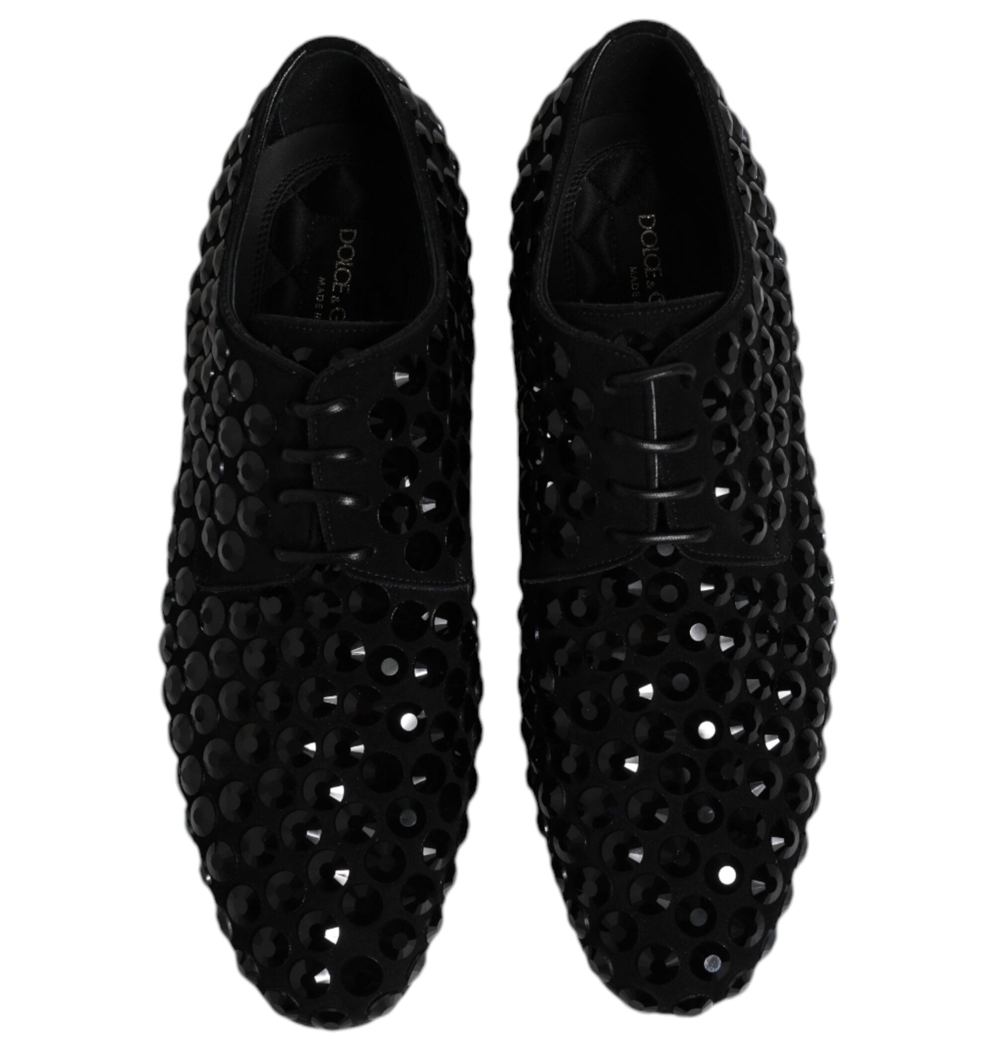 Dolce & Gabbana Black Strass Derby Shoes